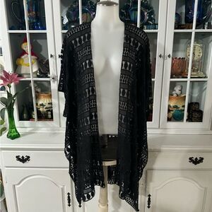 Lane Bryant Dolman Sleeve Kimono Cardigan Light Weight Black One Size